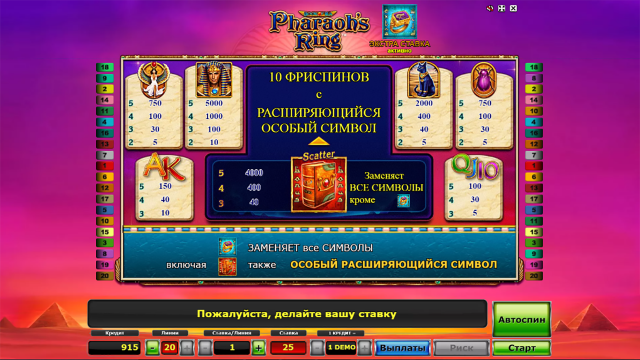 Игровой слот Pharaoh's Ring