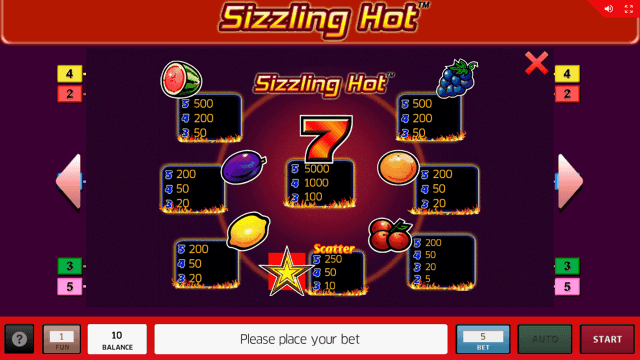 Онлайн аппарат Sizzling Hot